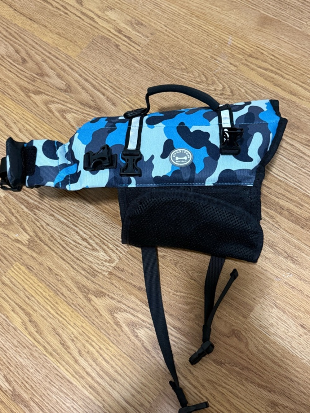 Blue Camo Safety Dog Life Jacket with Top Handle